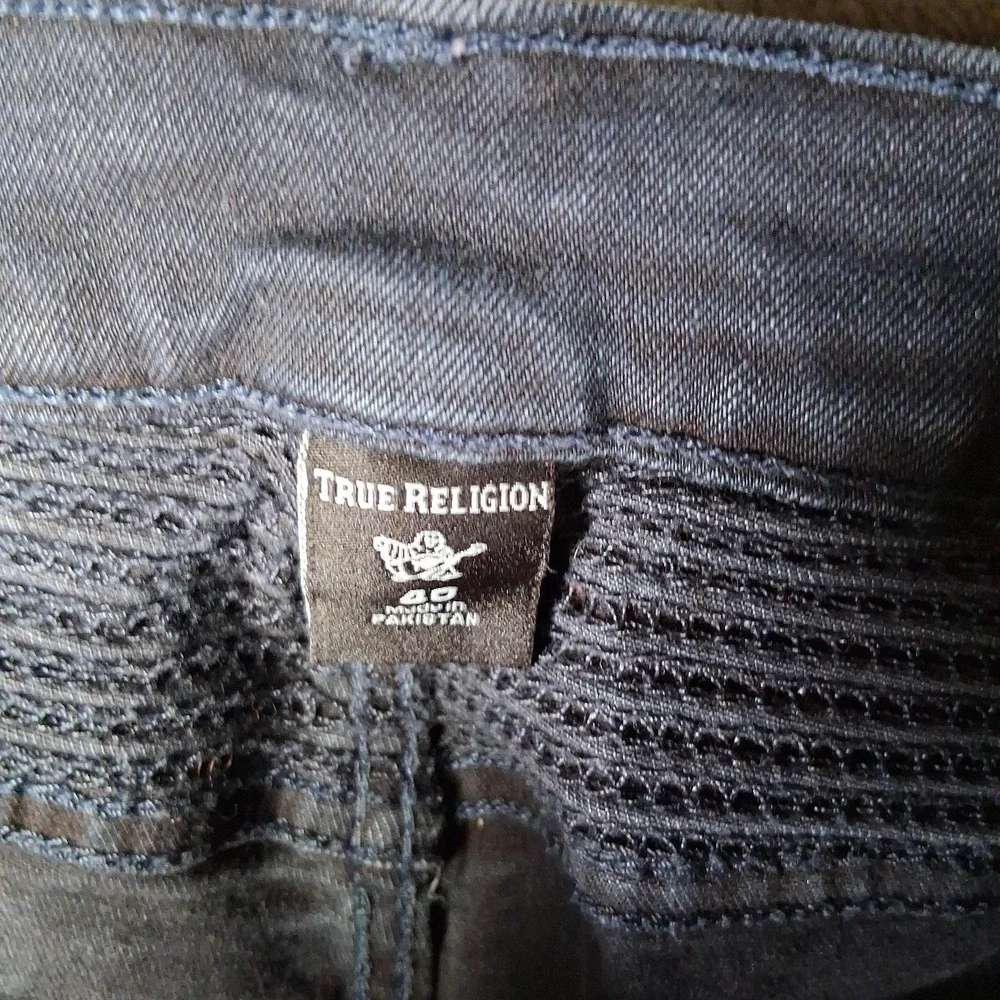 True Religion Rocco Moto Jeans Nen Size 40x34 Blue Slim Fit Stretchable Casual